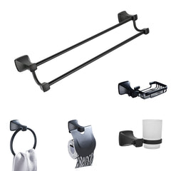Plantex Space Aluminium Black Bathroom Accessories Set of 5-pcs/Bathroom Hardware Set (Towel Rod/Napkin Ring/Paper Holder/Soap Dish/Tumbler Holder)-1