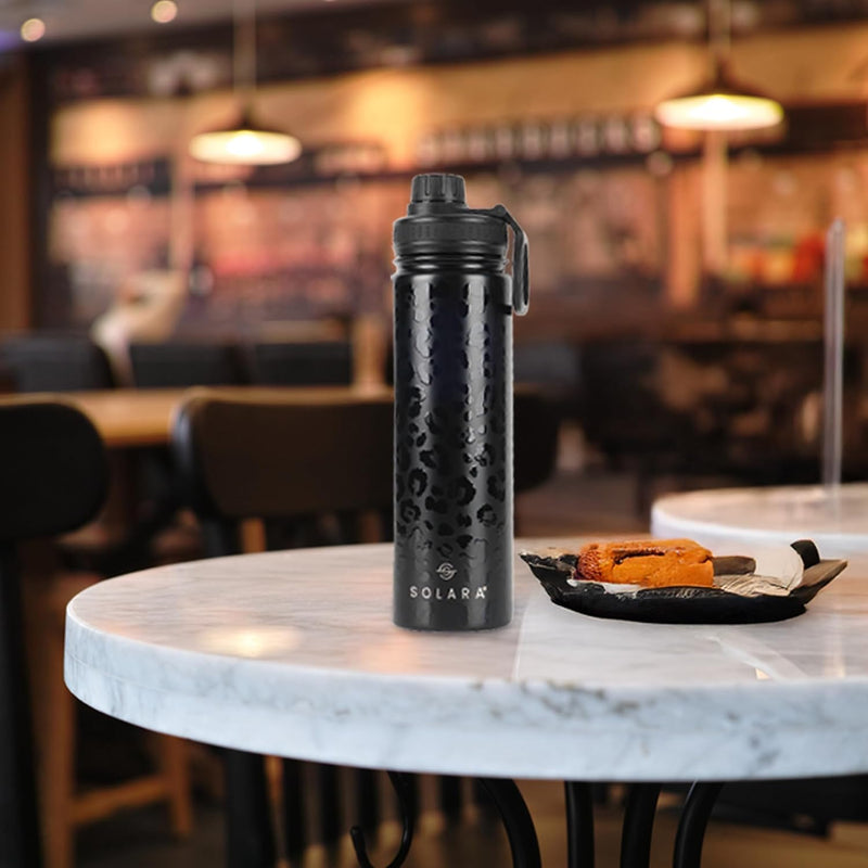 SOLARA Insulated Water Bottle 650ml, Hot Water Bottle, Thermosteel Water Bottles for Travel, Home, Office, School, Gym, Adults, Water Bottle Hot and Cold, Sipper Bottle, Dark Intentions