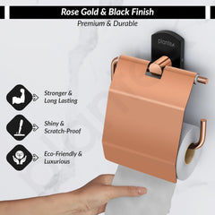 Plantex 304 Stainless Steel Toilet Paper Holder/Tissue Paper Roll Holder for Bathroom/Washroom/Bathroom Accessories -Parv (Rose Gold & Black)-4