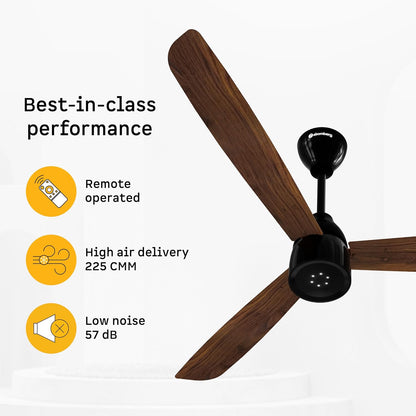 atomberg Renesa Enzel 1200mm BLDC Ceiling Fan with Remote Control | BEE 5 star Rated Energy Efficient Fan | High Air Delivery with LED Indicators| 3 Year Warranty (Dark Walnut)