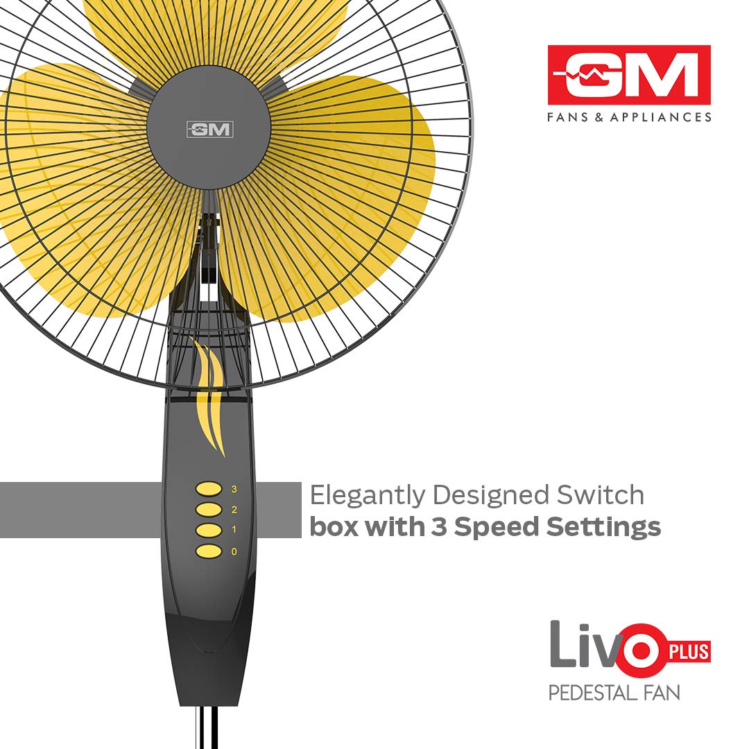 GM Livo Plus 400 mm NS Pedestal Fan (Yellow)-5