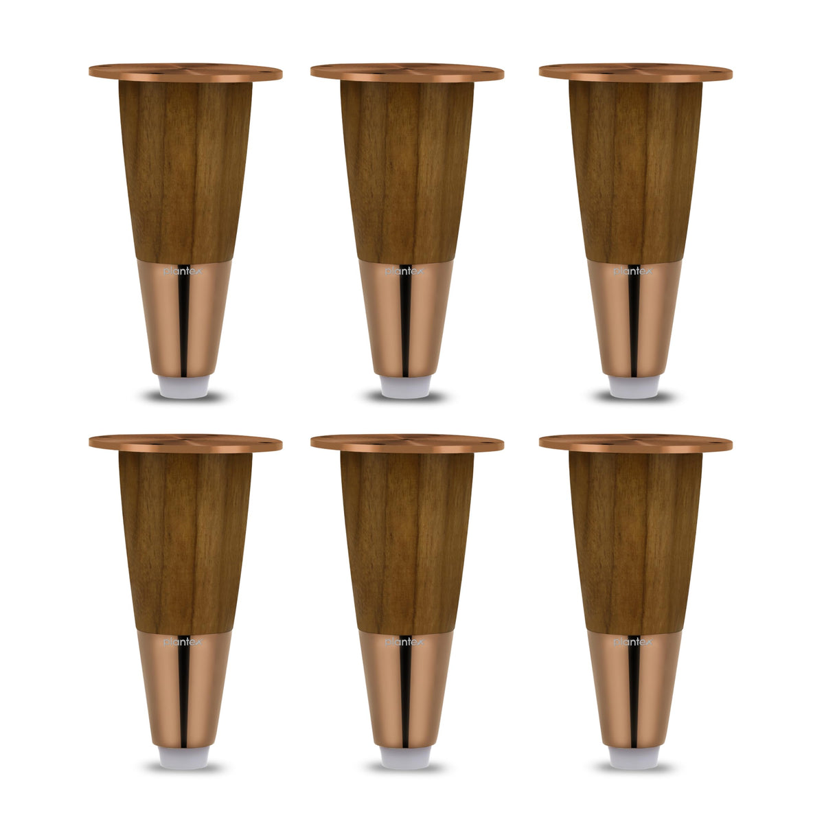 Plantex 4 Inch Sofa Legs for Bed Furniture/Sofa Legs for Table/Sofa Support Legs with Rubber Grip (Rose Gold, 6 Pcs)