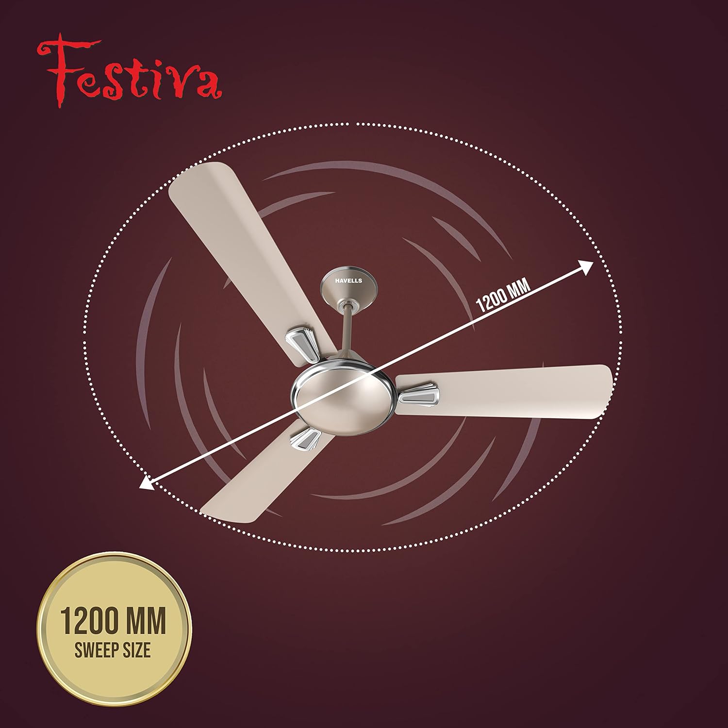 Havells Festiva 1200mm Dust Resistant Ceiling Fan (Gold Mist)
