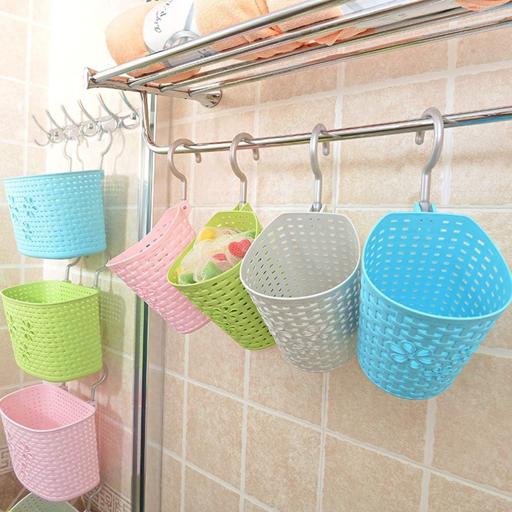 Dkriva Plastic Hanging Storage Basket/Dustbin Home,Kitchen,Office,Car,Bathroom Storage Basket Shelf with Hooks (Multicolor) (1-PCS)
