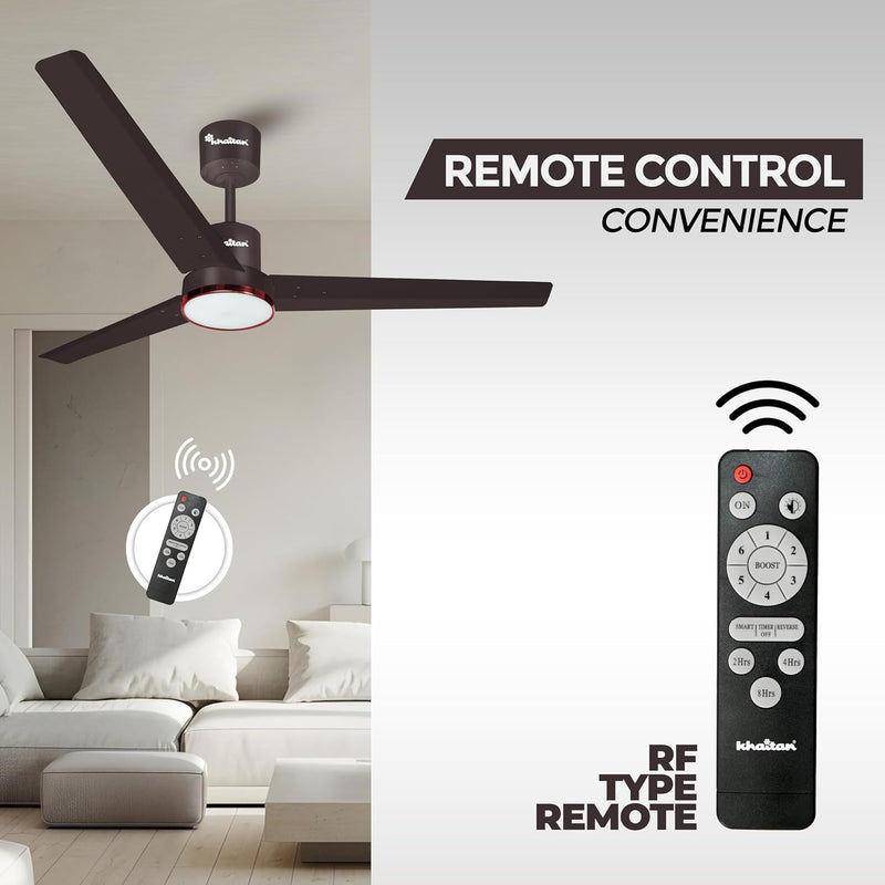 Khaitan Airwave Underlight BLDC 1200 mm Ceiling Fan with Remote | 5 Star (Black)-2