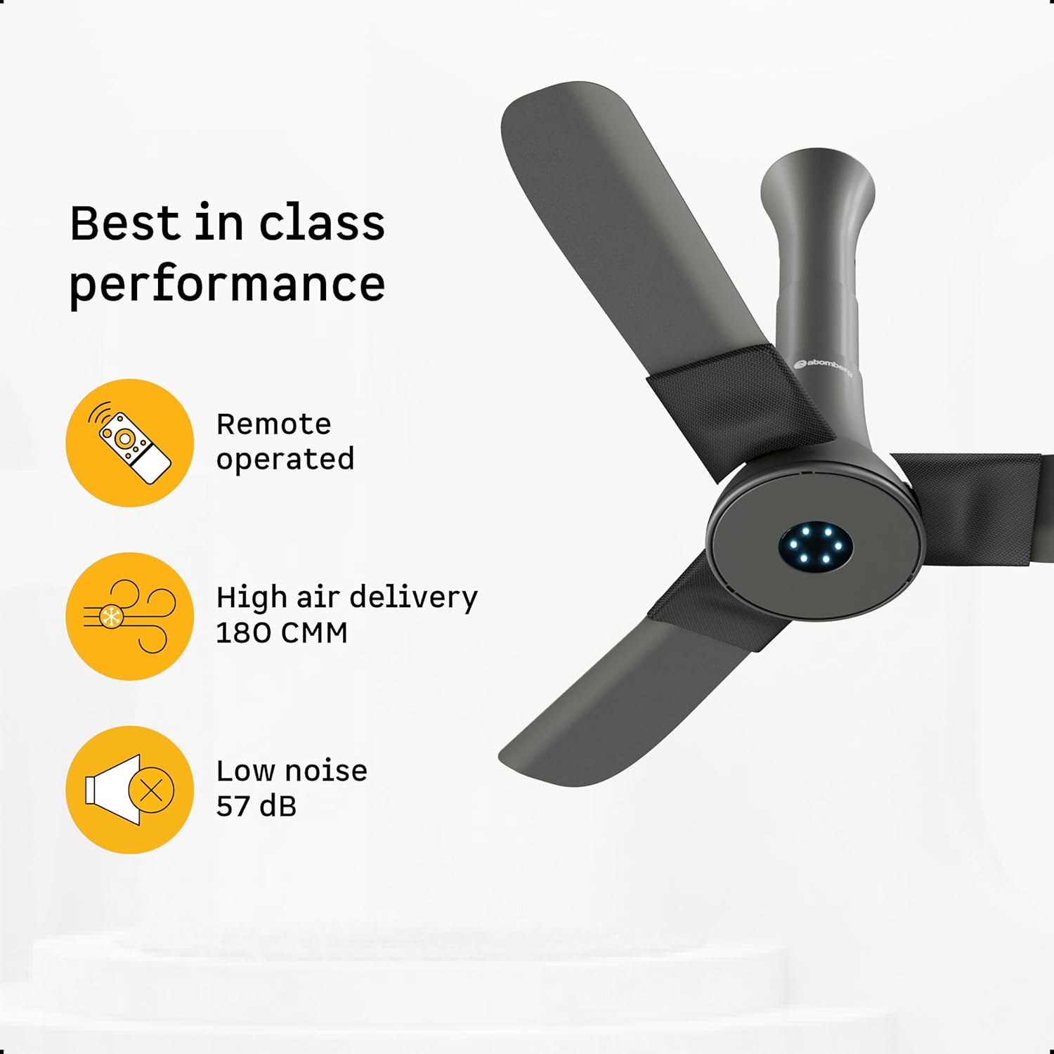 atomberg Studio+ 950mm BLDC Ceiling Fan with Remote Control | BEE 5-star Energy Efficient | New Blade Design | High Air Delivery | LED Speed Indicator | Low noise | 3 Year Warranty (Sand Grey)