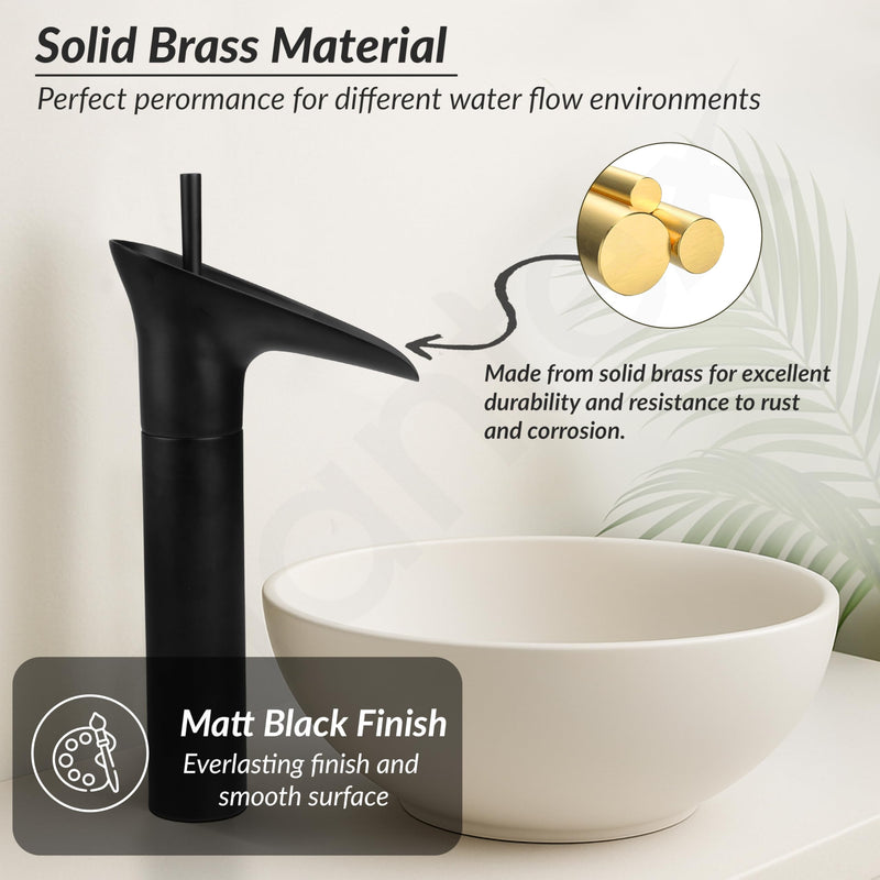 Plantex Pure Brass Pillar Tap/Wash Basin Mixer Tap Hot and Cold/Single Lever Water Tap/Pillar Cock for Basin-(8307-Black)-2
