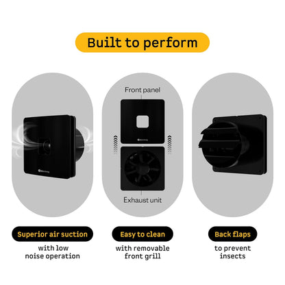atomberg Studio+ Exhaust 6 Inches | Suitable for Bathroom, Kitchen | BLDC Motor | Easy to Clean | 2 Year Warranty (Gloss Black)