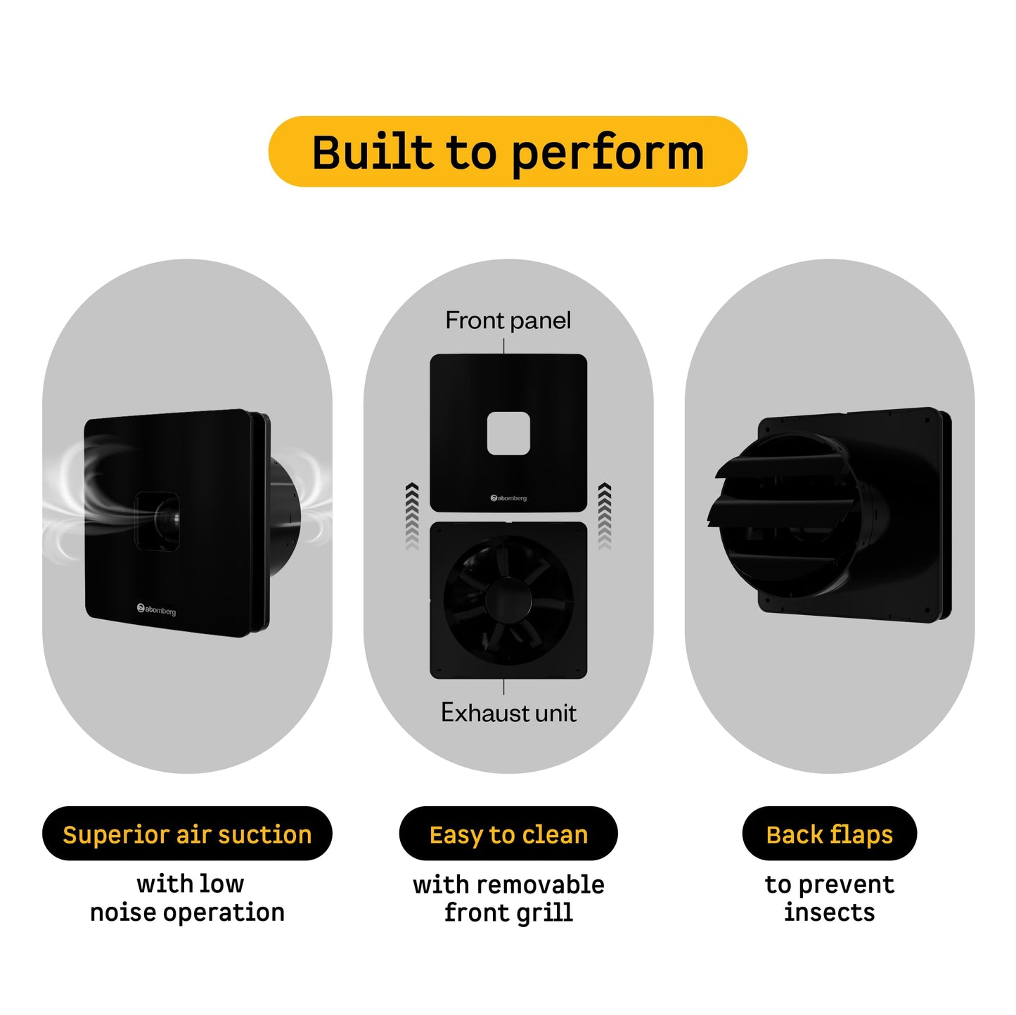 atomberg Studio+ Exhaust 6 Inches | Suitable for Bathroom, Kitchen | BLDC Motor | Easy to Clean | 2 Year Warranty (Gloss Black)