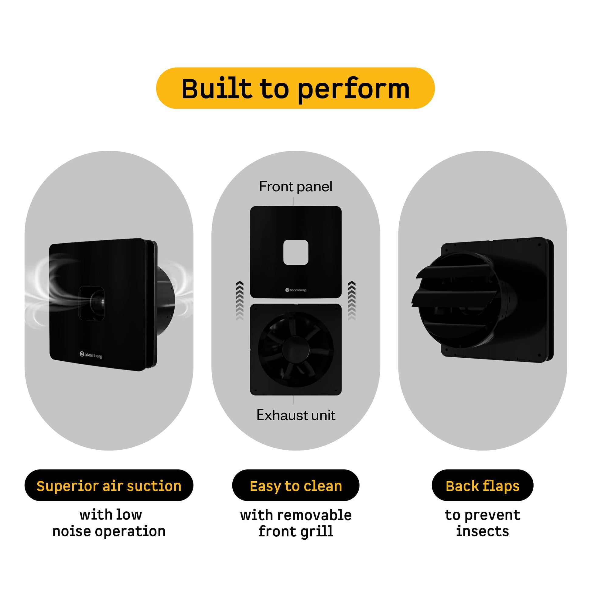 atomberg Studio+ Exhaust 6 Inches | Suitable for Bathroom, Kitchen | BLDC Motor | Easy to Clean | 2 Year Warranty (Gloss Black)