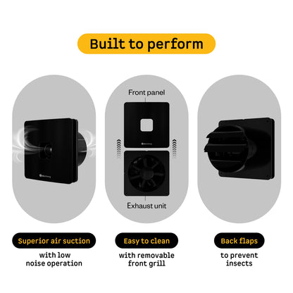 atomberg Studio+ Exhaust 6 Inches | Suitable for Bathroom, Kitchen | BLDC Motor | Easy to Clean | 2 Year Warranty (Gloss Black)