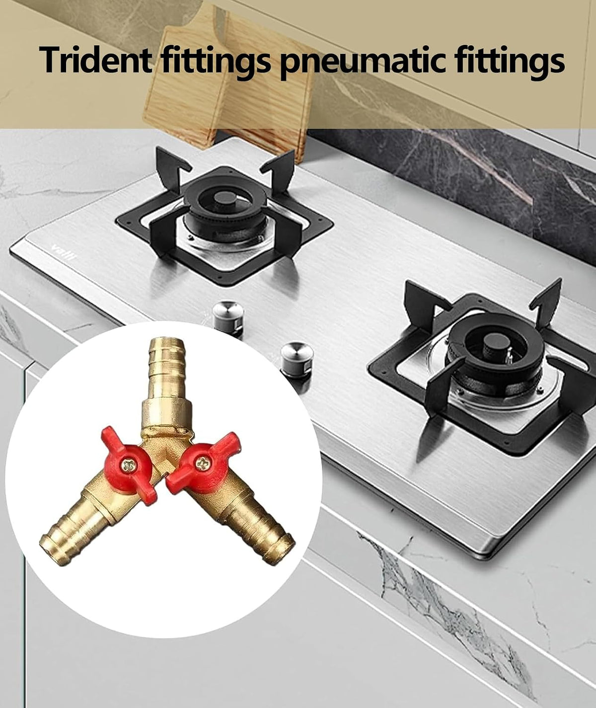 Gas Pipe Connector, Y-Shaped 3-Way Valve with Switch for Regulator,Pipe Fitting for Garden, Shipbuilding, Construction, Automotive ﻿
