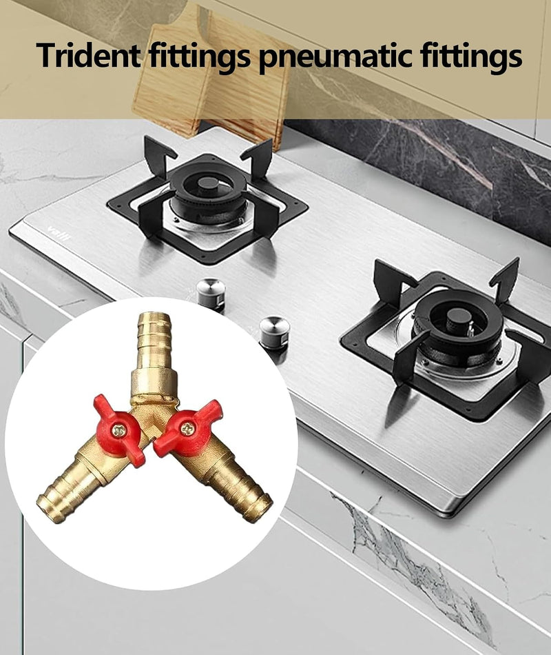 Gas Pipe Connector, Y-Shaped 3-Way Valve with Switch for Regulator,Pipe Fitting for Garden, Shipbuilding, Construction, Automotive ﻿