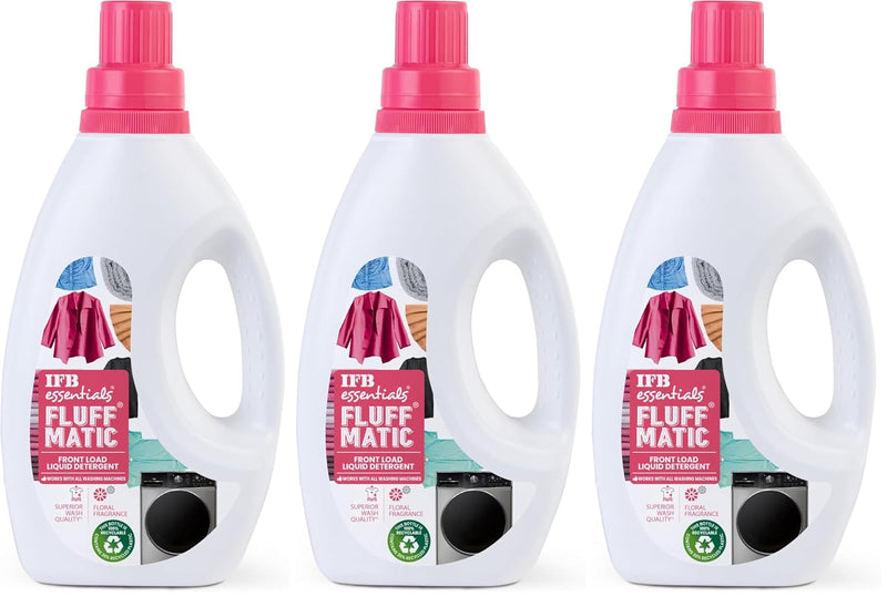 IFB Essentials Fluff Matic Front Load Liquid Detergent - 880ML | Removes Tough Stains | Concentrated Formula for Extra W