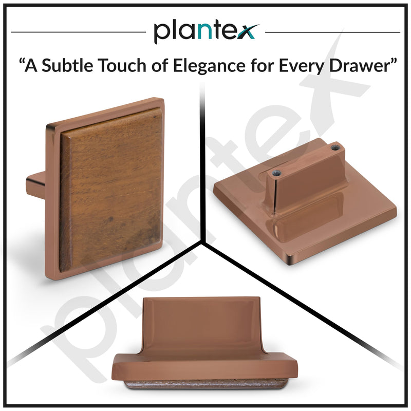 Plantex Knobs for Drawer/Square Drawer Knobs/Knobs for Cabinets/Pull-Push Knobs for Kitchen/Bedroom Drawer - Pack of 1 (Big, Rose Gold & Wood)-5