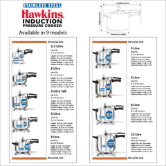 Hawkins Stainless Steel 8 litre Inner Lid Pressure Cooker with Induction Compatible