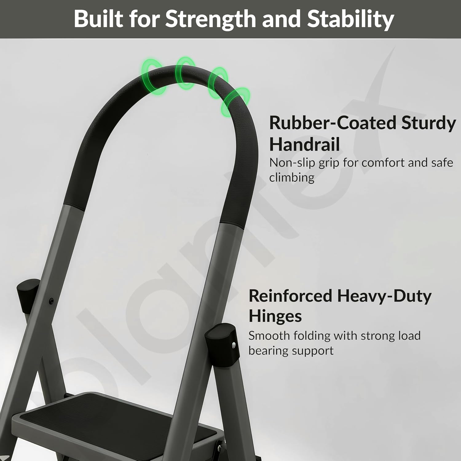 Plantex Ladder for Home 5 Steps/Foldable Ladder with Anti-Skid Wide Steps (30L x 20W cm)/Strong D-Shape Pipe with X-Support for More Stability/5 Year Warranty(Apex-Black)