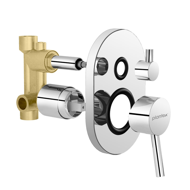 Plantex Brass Diverter Set for Bathroom/Concealed Body High Flow Diverter Full Set with Exposed Part Kit/Bathroom Shower System - (Chrome)-1