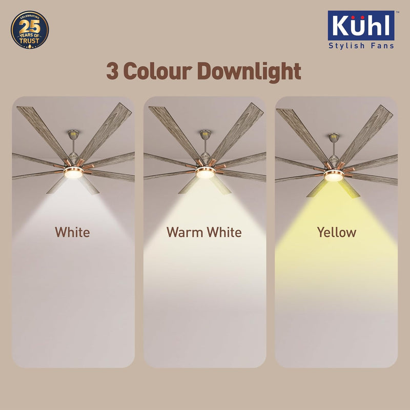 KUHL Polariz Super 72 1800 mm BLDC Ceiling Fan with Remote & Down Light (Teak)-3