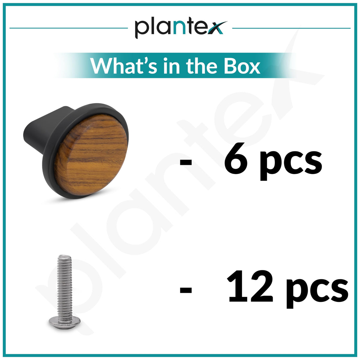 Plantex Knobs for Drawer/Round Drawer Knobs/Knobs for Cabinets/Pull-Push Knobs for Kitchen/Bedroom Drawer - Pack of 6 (Small, Black & Wood)-5