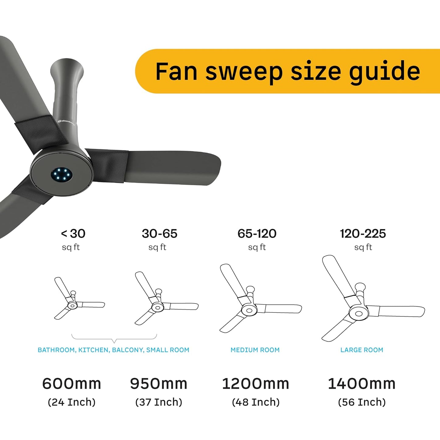 atomberg Studio+ 950mm BLDC Ceiling Fan with Remote Control | BEE 5-star Energy Efficient | New Blade Design | High Air Delivery | LED Speed Indicator | Low noise | 3 Year Warranty (Sand Grey)