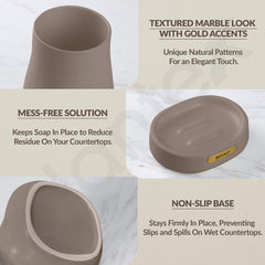 Plantex Ceramic Bathroom Set - Soap Holder for Bathroom/Liquid Soap Dispenser/Tumbler Holder/Toothbrush Holder/Handwash Dispenser - 3 Pcs Set (Model APS-NZBA-403)-2