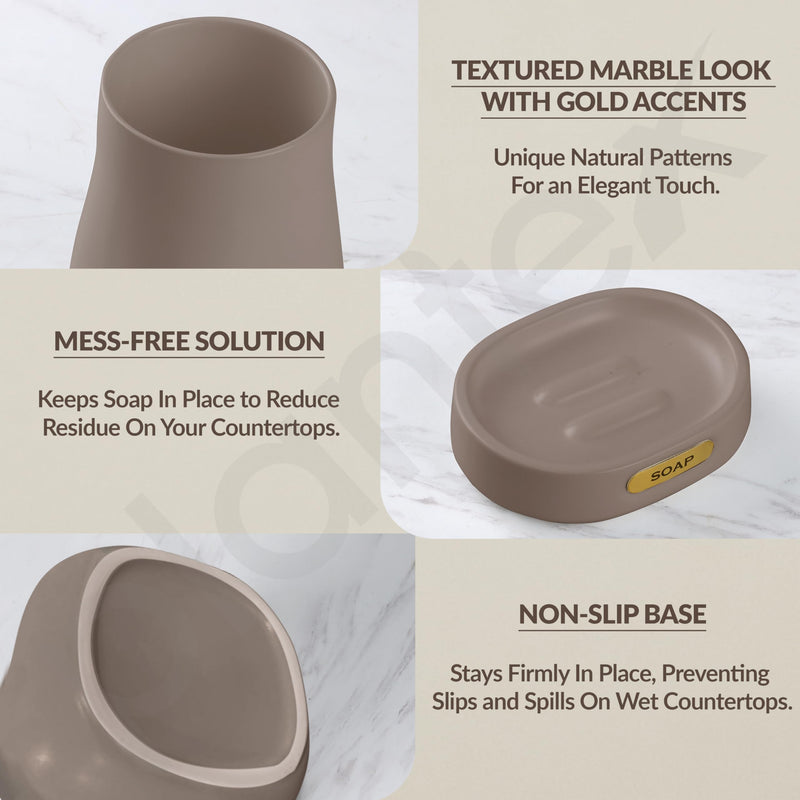 Plantex Ceramic Bathroom Set - Soap Holder for Bathroom/Liquid Soap Dispenser/Tumbler Holder/Toothbrush Holder/Handwash Dispenser - 3 Pcs Set (Model APS-NZBA-403)-2