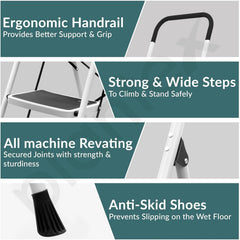 Plantex Alloy Steel 6 Step Ladder For Home/Foldable Strong Wide Step Ladder/Anti- Skid 6 Step Ladder - (White & Black)