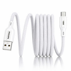 Philips DLC4160AW/94 18W Type-A to Type-C Fast Charging Cable (2m, Bright White)
