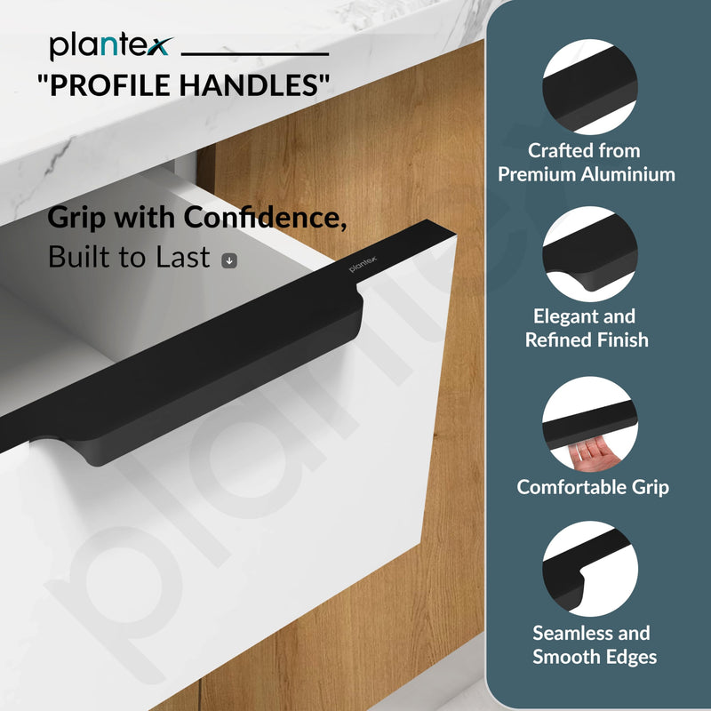 Plantex Profile Handle for Kitchen Cabinet/20 Inch Aluminium Drawer Profile Handle/Wardrobe Pull Handle for Home/Office/Hotel - Pack of 3 (Black) (Model APS-PF-1004)-3