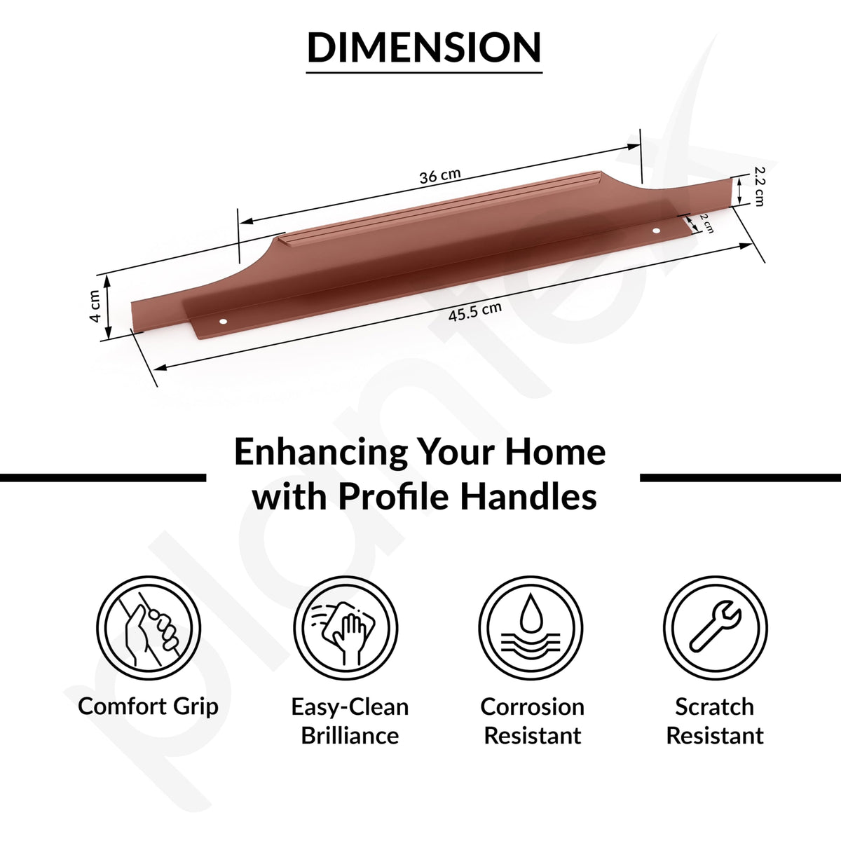 Plantex Profile Handle for Kitchen Cabinet/18 Inch Aluminium Drawer Profile Handle/Wardrobe Pull Handle for Home/Office/Hotel - Pack of 2 (Rose Gold) (Model APS-PF-1003)-3