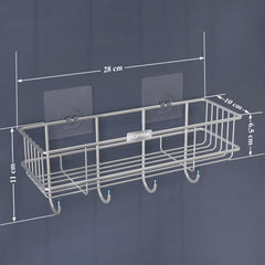 Plantex Stainless Steel Self-Adhesive Multipurpose Bathroom Shelf with Hooks/Towel Holder/Rack/Bathroom Accessories-Wall Mount - Pack of 4 (Chrome)-4