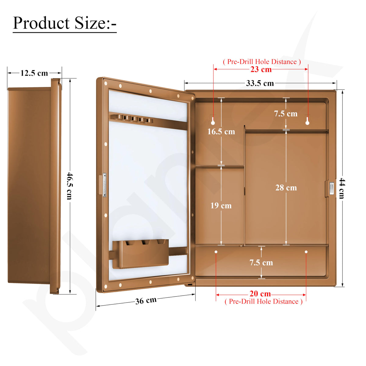 Plantex Bathroom Cabinet with Mirror/ABS Bathroom Storage Cabinet/Wall Mounted Mirror Bathroom Cabinet/Mirror with Storage for Bathroom(14x18 Inch, Brown)-4