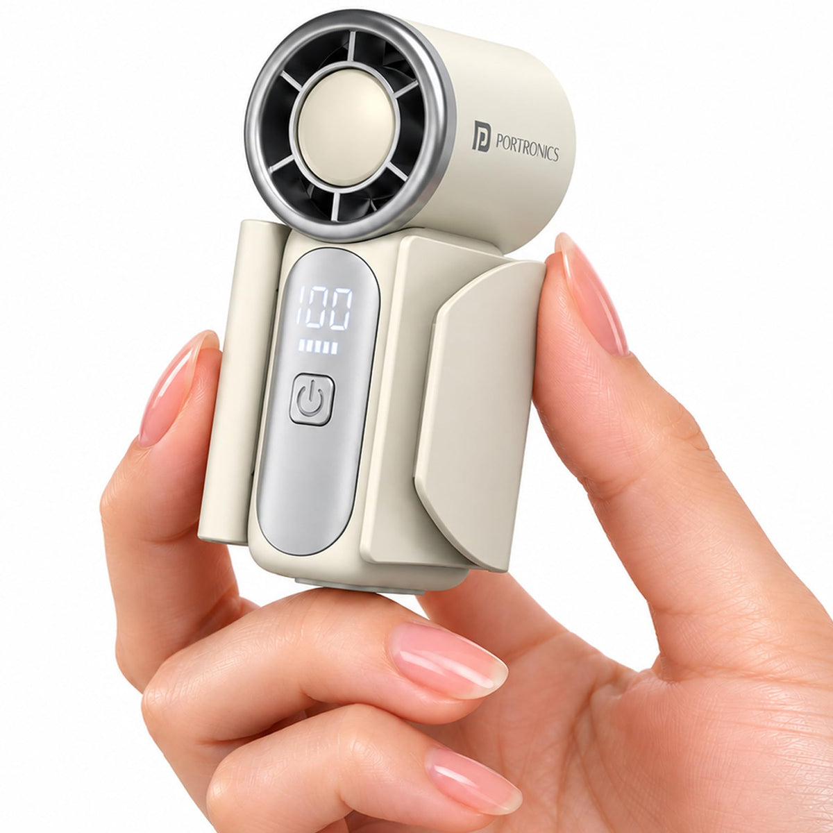 Portronics Toofan Nano Rechargeable Handheld Mini Fan, 3000mAh Battery, 18000 RPM High-Speed Airflow, BLDC Motor, 5 Speed Modes, LED Display, Type-C-2