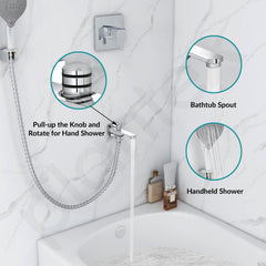 Plantex Pure Brass Spout for Bathroom with Brass Wall Flange and Teflon Tape/Button Attachment for Hand Shower-(ORN-222-Chrome)-5