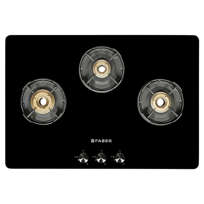 Faber 75 cm,3 Burner Gas stove (NiOS DLX 753 BB BK) Maual Ignition, Black