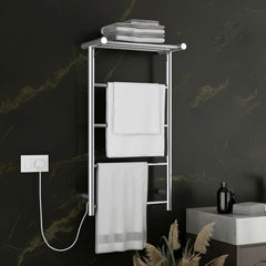 Plantex /304 Grade Stainless Steel Electric Heated Towel Rail for Bathroom/4-Bar Wall Mounted Towel WarmerTowel Bar/Fast Heating & Rust Proof - (Chrome, 900mm X 500 X 250mm)-1