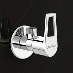 Plantex Pure Brass Angular Stop Cock/Stop Cock for Bathroom/Angular Valve for Wash Basin Connection with Brass Wall Flange & Teflon Tape - Pack of 1 (3205, Chrome)-1