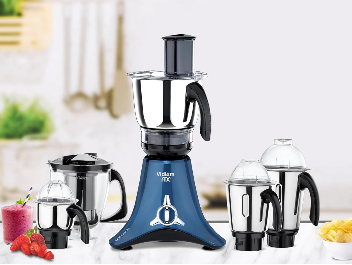 Vidiem VSTAR Azure Blue 750W Mixer Grinder | Mixer grinder 750 watt with 5 Jar in-1 Juicer Mixer Grinder | 5 Leakproof J