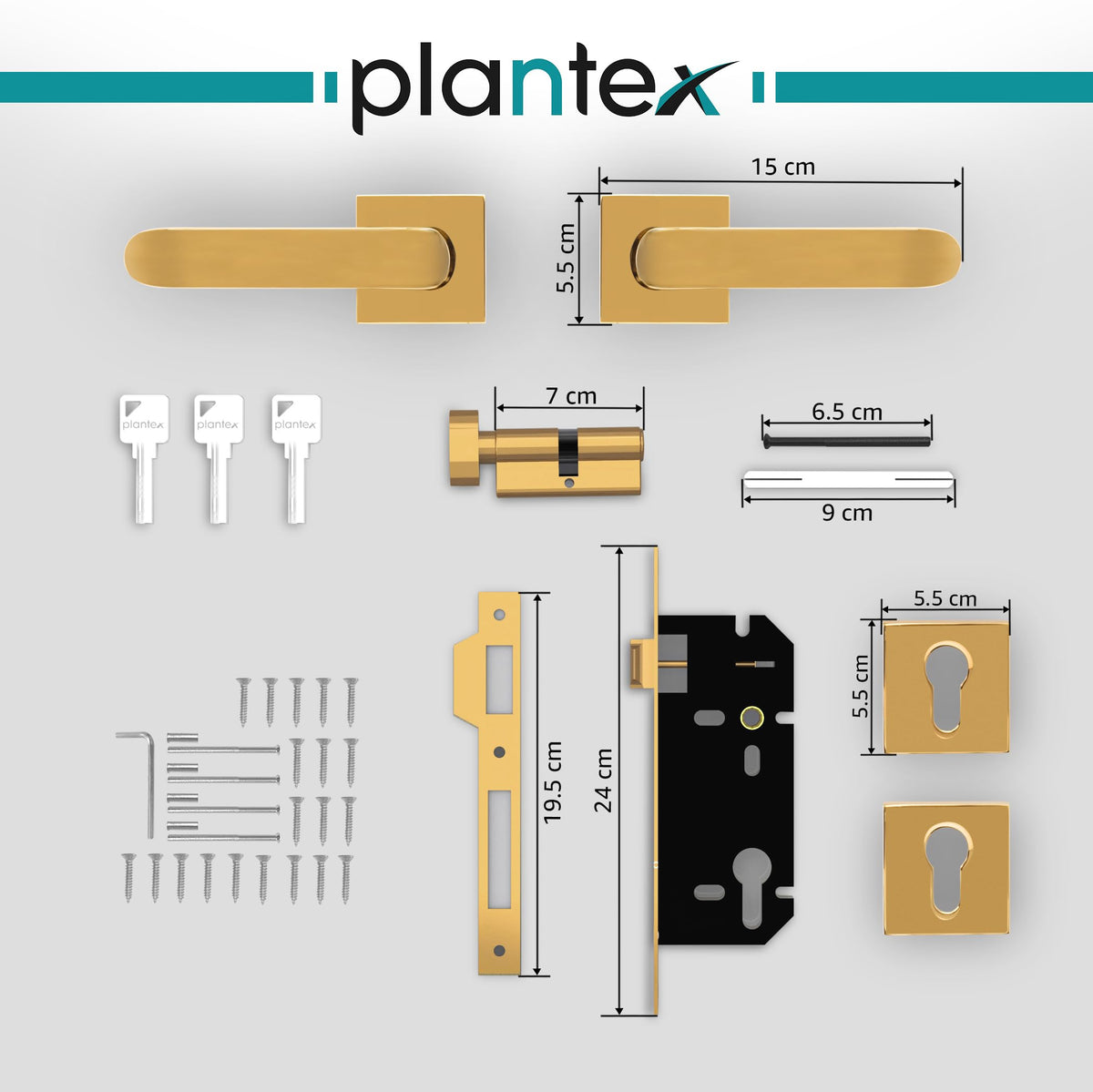 Plantex Triple Security Door Lock for Home/Main Door Lock Set with 3 Years of Warranty/Mortise Lock for Door with Brass Lock Body & Cylinder (7110 - Gold Finish)-4