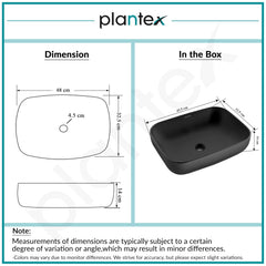 Plantex Ceramic Tabletop Basin Sink/Black Wash Basin for Bathroom/Washbasin for Restaurant/Hotel (Black -18 x 13 x 5.5 Inch)-3