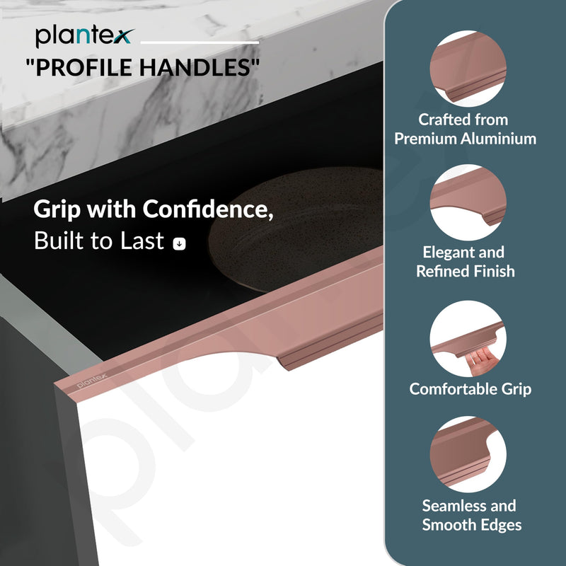 Plantex Profile Handle for Kitchen Cabinet/36 Inch Aluminium Drawer Profile Handle/Wardrobe Pull Handle for Home/Office/Hotel - Pack of 2 (Rose Gold) (Model APS-PF-1003)-2