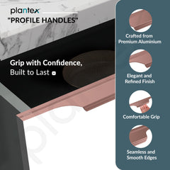 Plantex Profile Handle for Kitchen Cabinet/36 Inch Aluminium Drawer Profile Handle/Wardrobe Pull Handle for Home/Office/Hotel - Pack of 3 (Rose Gold) (Model APS-PF-1003)-2
