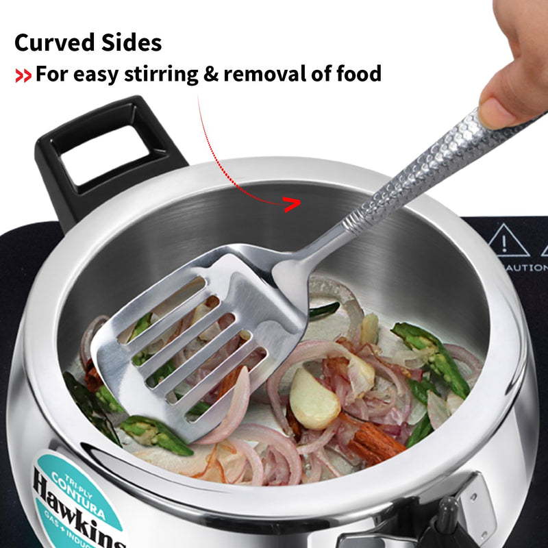 Hawkins 3.5 Litre Triply Contura Pressure Cooker, Triply Stainless Steel Induction & Contura shaped Cooker, Silver (SSTCO35)