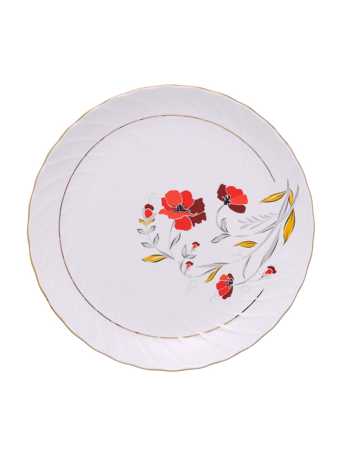 Clay Craft Fine Quality Ceramic Printed Dinner Set 18 Pieces Set, White, (MW-159), For Family of 6, Dinner Set Ceramic, Crockery Set, Dining Set for Dinner, Plates and Bowls Set, Crockery Set for Gift