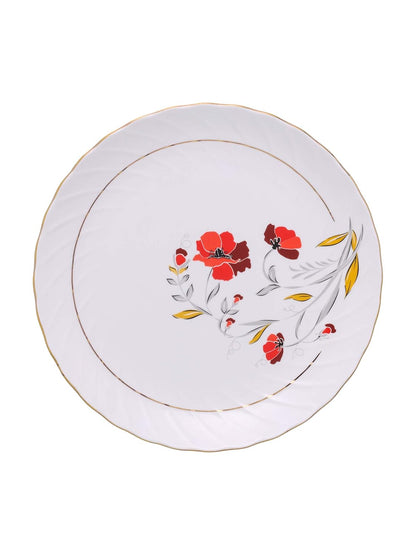 Clay Craft Fine Quality Ceramic Printed Dinner Set 18 Pieces Set, White, (MW-159), For Family of 6, Dinner Set Ceramic, Crockery Set, Dining Set for Dinner, Plates and Bowls Set, Crockery Set for Gift