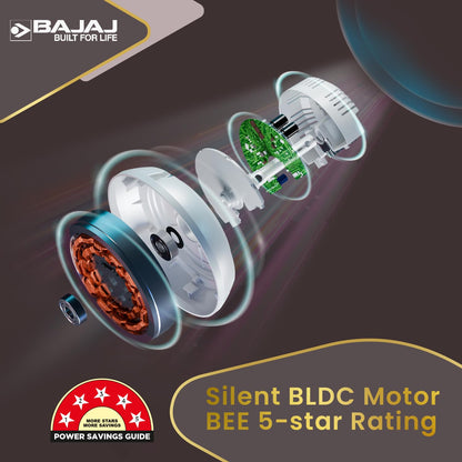 Bajaj Eurostos 1200 MM 5 Star Rated BLDC Ceiling Fans For Home | BEE Stars Rated Energy Efficient Ceiling Fan | ‎Remote Controlled | Soothing Colour Indication | 2 Years Warranty 【Bronze Mist】