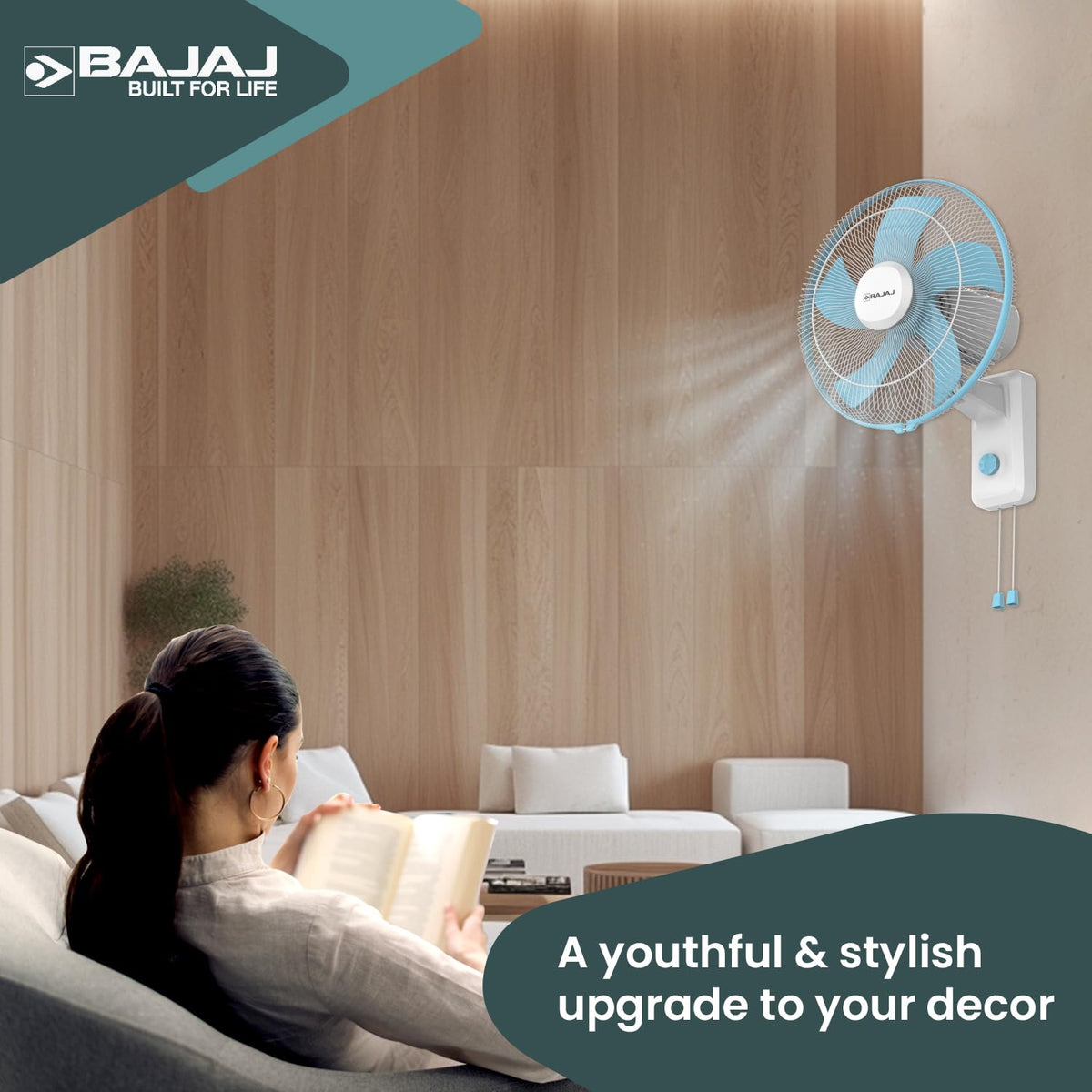 Bajaj Penta Robusto 400MM Oscillating Wall Fan for Home-4