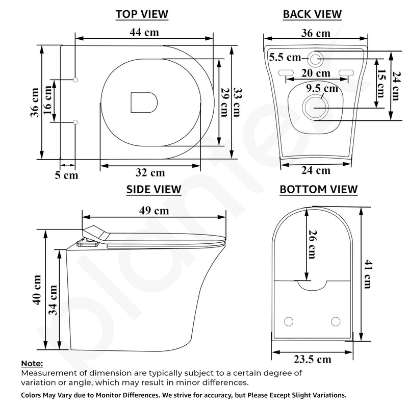 Plantex Platinum Rimless Wall Hung Western Commode/Washdown Bathroom Commode/P Trap Western Toilet with Soft Close Toilet Seat Cover (Ocean)-3
