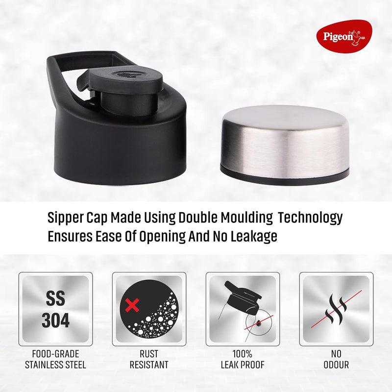 Pigeon Plastic, Stainless Steel Inox Hydra Duo, Dual Cap, Flipper And Fridge In One Bottle, Easy To Use, Multipurpose Al